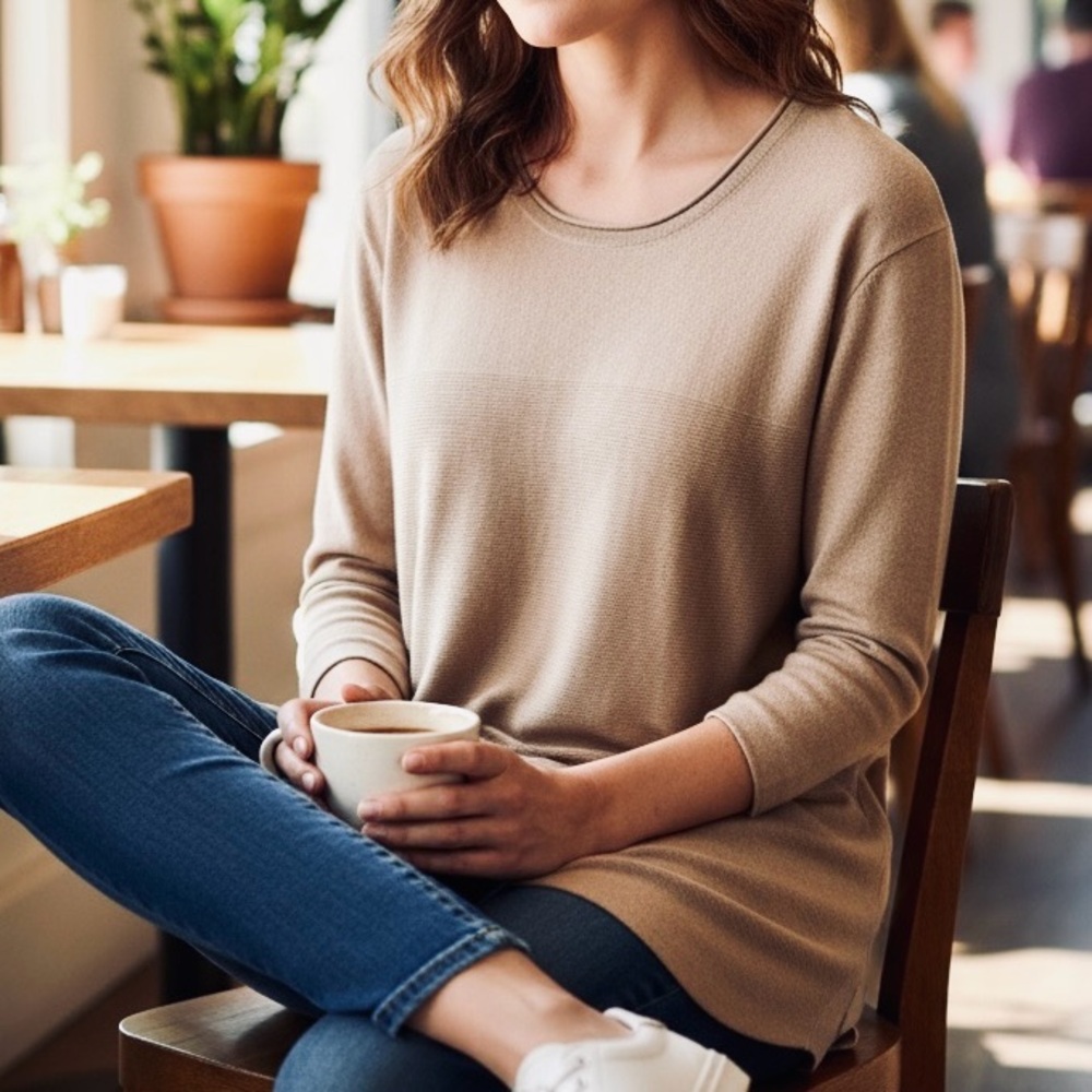 Parkhurst Knit Sweater Tunic Camel Tan Light Brown Small